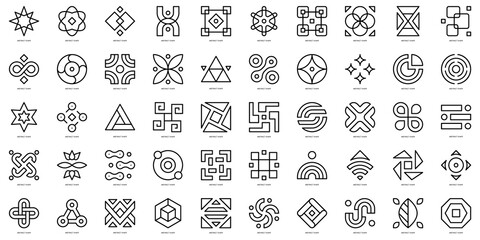Set of thin line abstract shapes Icons. Vector illustration