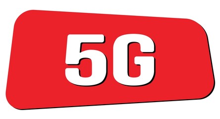 5G text on red trapeze stamp sign.