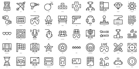 Set of thin line gaming Icons. Vector illustration