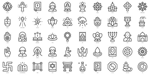 Set of thin line spiritual Icons. Vector illustration