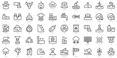 Set of thin line climate change Icons. Vector illustration