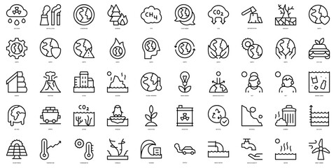 Set of thin line global warming Icons. Vector illustration