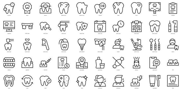 Set of thin line dentist Icons. Vector illustration
