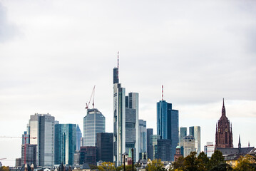 Fototapeta na wymiar Cityscape and skyscrapers in Frankfurt Germany