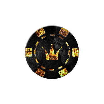 Vintage, grunge poker chip, Crown. isolated on white background.Design element. Gambling
