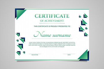 Green medical certificate of achievement template design