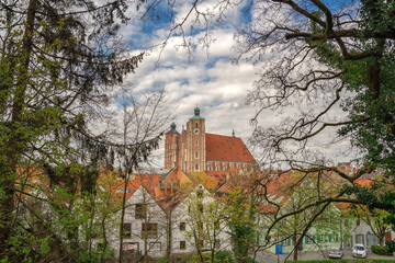 Obraz premium beautiful blue sky with clouds, summer view of Ingolstadt, Bavaria
