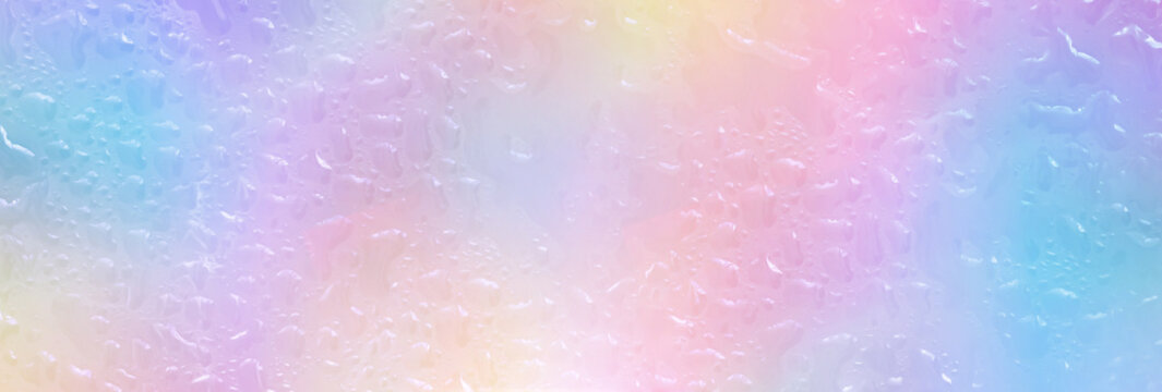 Rainbow Holographic Abstract Background Bright Multicolored Iridescent With Water Drops	
