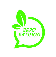 zero emission sign on white background	