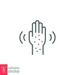 Monkeypox virus symptoms icon. Hand skin rashes. Simple outline style symbol. Thin line vector illustration isolated on white background. Editable stroke EPS 10.