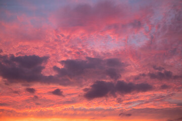 the red sky at sunset