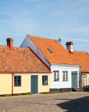 Houses in small village and sky