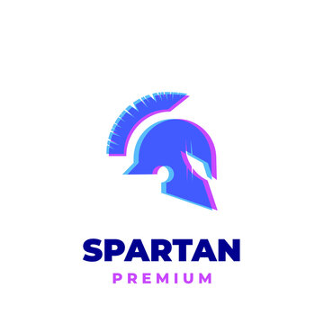 Spartan helmet illustration logo with overlapping colors