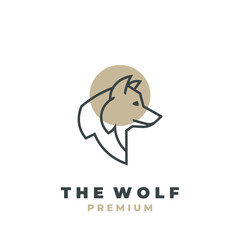 Wolf head line art simple illustration logo