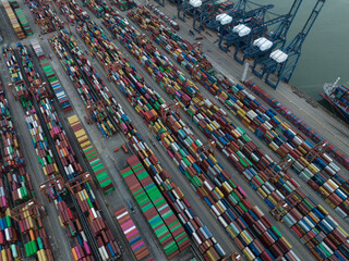 Aerial view of Yantian port in shenzhen city, China