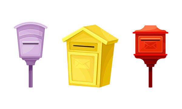 Set of metal mailboxes for letters and newspapers vector illustration