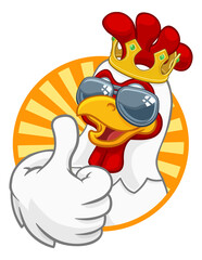Cool King Chicken Rooster Cockerel Bird Cartoon