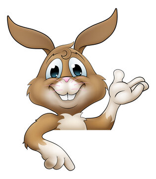 recommend clip art: Easter Bunny Rabbit Cartoon Character Peeking Sign
