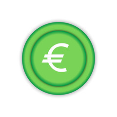 Euro coin vector, Euro symbol, currency symbol isolated on white background.