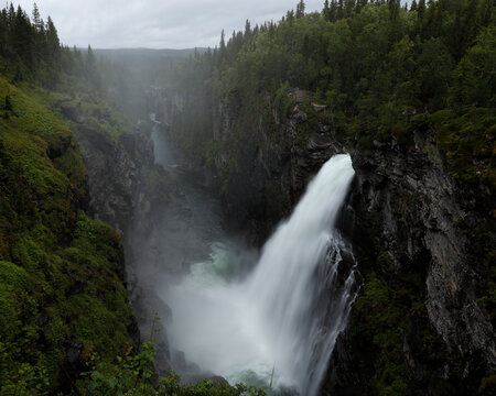 Hallingsafallet waterfall in Jamtland County Sweden