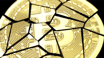Bitcoin zerbrochenen - obrazy, fototapety, plakaty