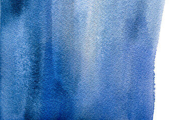 Blue Watercolor brush strokes background. Abstract art Aquarelle texture with torn edge