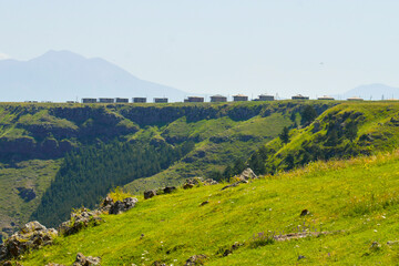 Fototapeta na wymiar Apnia village above VArdzia city in Georgia countryside