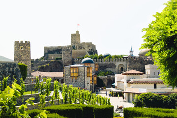 Fototapeta premium Rabati Castle, Akhlatsikhe, Georgia - May, 2017: Panoramic View of the Reconstructed Medieval Town - Castle. Architectural and Historical Heritage of Georgia. UNESCO