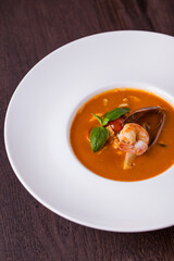 Zarzuela soup with shrimps