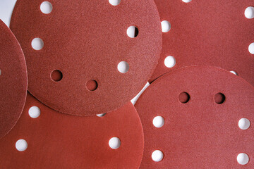 Many Round sandpaper discs with Velcro, top view