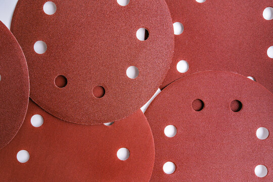 Many Round sandpaper discs with Velcro, top view