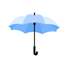 Umbrella in open position. Blue colors. Hand drawn colored Vector illustration. Cartoon style. Design templates. Isolated on background