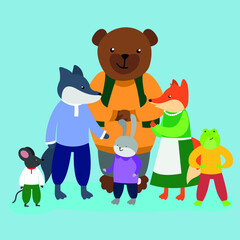 Fairy animals in clothes, illustration