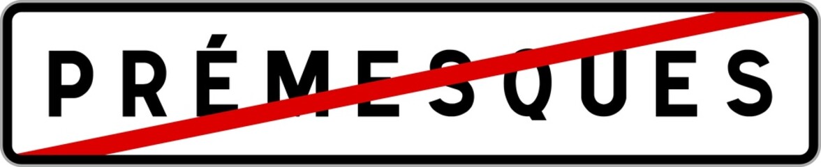 Panneau sortie ville agglomération Prémesques / Town exit sign Prémesques