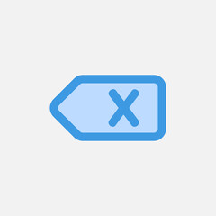 Delete icon in blue style about text editor, use for website mobile app presentation
