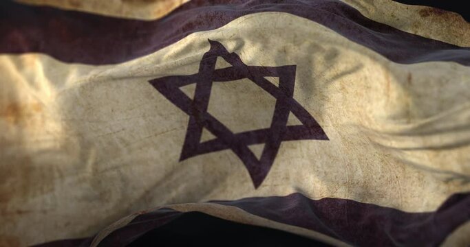 Old flag of Israel waving. Loop