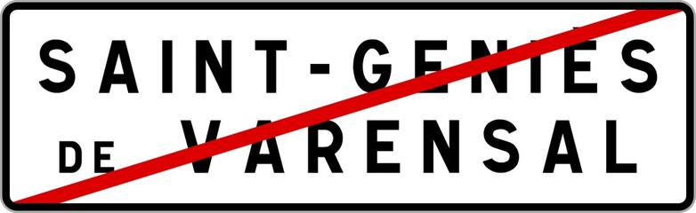 Panneau sortie ville agglomération Saint-Geniès-de-Varensal / Town exit sign Saint-Geniès-de-Varensal