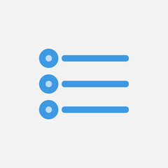 Bullet list icon in blue style about text editor, use for website mobile app presentation
