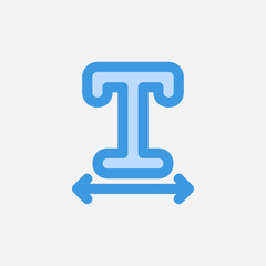 Text width icon in blue style about text editor, use for website mobile app presentation