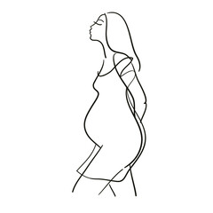 Pregnant woman silhouette, stylized vector symbol.