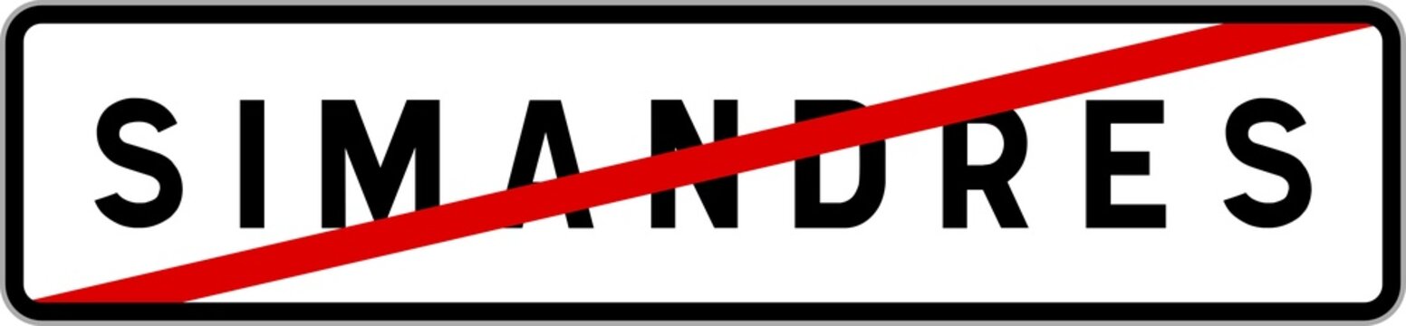 Panneau sortie ville agglom&eacute;ration Simandres / Town exit sign Simandres