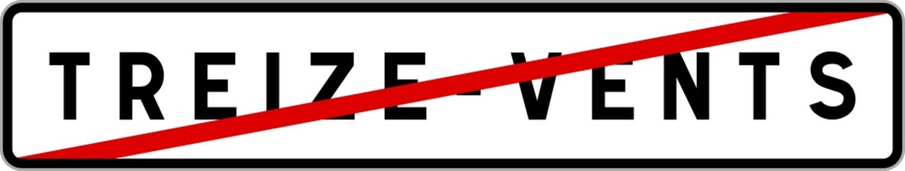 Panneau sortie ville agglomération Treize-Vents / Town exit sign Treize-Vents