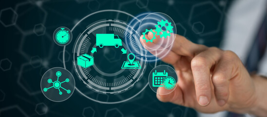 Man touching a delivery concept