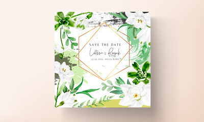 modern wedding invitation card with greenery floral watercolor