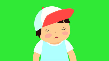 angry boy on green background