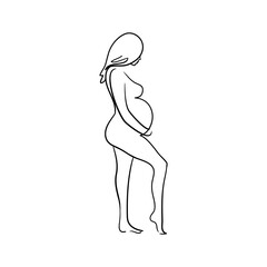 Pregnant woman silhouette, stylized vector symbol.