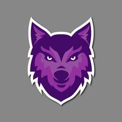 Fototapeta na wymiar Wolf Mascot Stiker With Strokes And Shadows