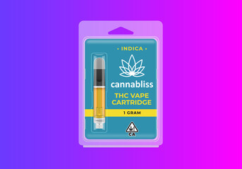 Vector Cannabis CBD or Delta 8 Vape Cartridge Blister Packaging Mockup