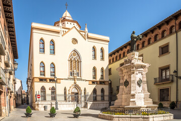 Fototapeta na wymiar View at the Church of Sacred Heart of Jesus in the streets of Teruel - Spain