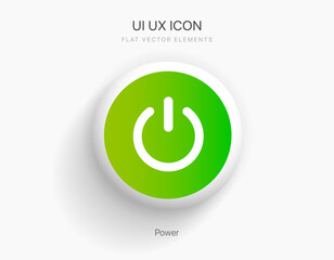 Flat style circle start icon and power button. Shut down symbol. On off icon. 